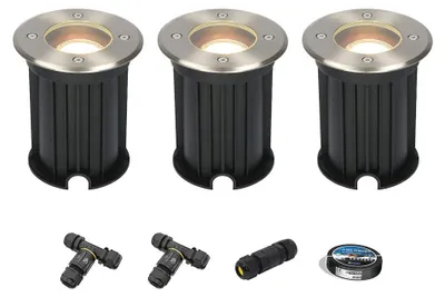 Produktbild von hoftronic LED Bodeneinbaustrahler 3x4W 345lm 4000K GU10 IP67 Edelstahl