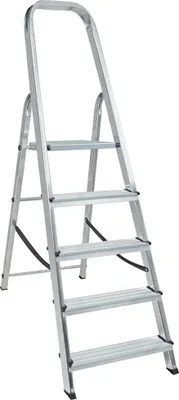 Produktbild von Stufenleiter aus Alu, 5 Stufen, erreichbare Arbeitshöhe 2995 mm, Tragkraft 150kg