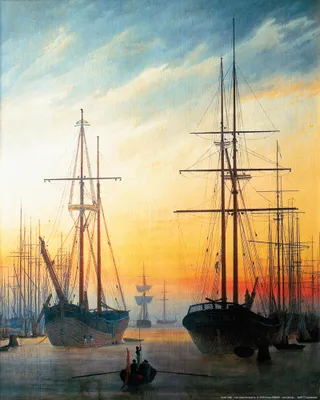 Produktbild von Caspar David Friedrich Kunstdruck Bild - Ansicht Eines Hafens, 1815-16 (50 x 40 cm)