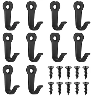 10er-Set schwarze Wandhaken aus Metall, 39x16x22 mm