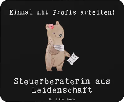 Produktbild von Mr. & Mrs. Panda Mouse Pad Steuerberaterin Leidenschaft - Schwarz - Geschenk, pc mauspad, laptop, Mousepad