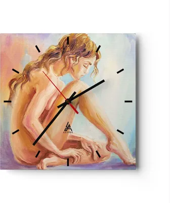 Produktbild von Wanduhr - Quadrat - Glasuhr - Frau Nacktheit Abgesehen von - 30x30cm - Schleichendes Uhrwerk - Lautlos - zum Aufhängen bereit - Dekoration Modern - Wanddekoration aus Glas - C3AC30x30-4174