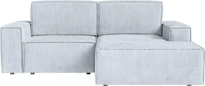 Produktbild von FEDVE Ecksofa KOKKO MINI mit Cordbezug mit Schlaffunktion, Hellgrau
