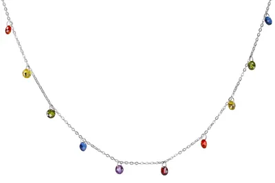 Produktbild von SILBERMOOS Damen Kette bunte Zirkonia Statement Forzatina-Kette Gliederkette fei