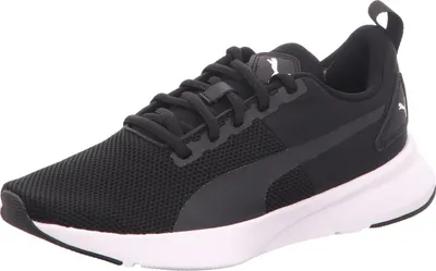 A single black Puma running shoe with a white sole is shown against a white background.