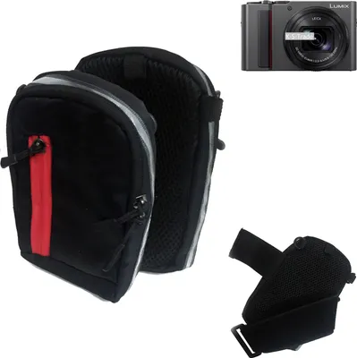 Produktbild von K-S-Trade Fototasche Kameratasche Gürteltasche Schutz Hülle kompatibel mit Panasonic Lumix DC-TZ202 Case bag Stoßfest Holster schwarz 1x