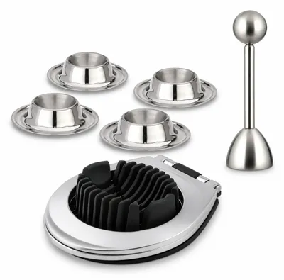 Produktbild von Karl Weis Eier-Frühstücksset mit Eierbechern, Eieröffner und Eierschneider