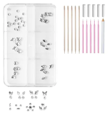 Dekosteine-Set, 6 Glitzerformen, weiß, 1 Packung