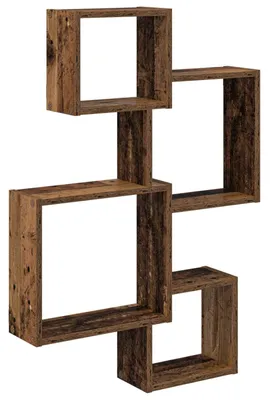 Image de Étagères murales cubiques vidaXL avec fixation murale, marron, 64 x 13,5 x 91,5 cm