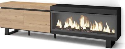 Immagine prodotto di COZY Mobile TV Soggiorno, 208x35x57cm, Per TV fino a 80, Camino elettrico XXL, Rovere e Nero