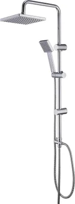 Immagine prodotto di Doccia a pioggia in acciaio inox colonna doccia regolabile in altezza - Vasca da bagno sistema doccia cromato 20x20cm soffione con barra