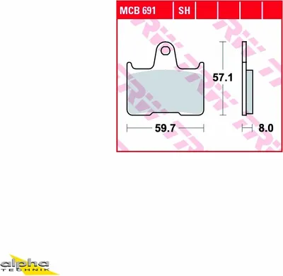 Produktbild von TRW Bremsbelagsatz MCB691 1000SFX MZ 1000 ZZR1400 ZXT40E XL1200CX Sportster Roadster  VT750C S