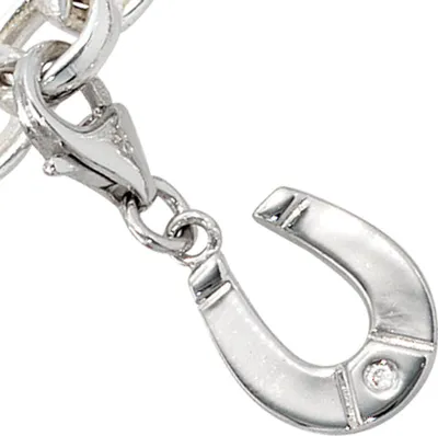 Produktbild von Anhänger Einhänger Charm Hufeisen mit Zirkonia 925 Silber rhodiniert Dangle