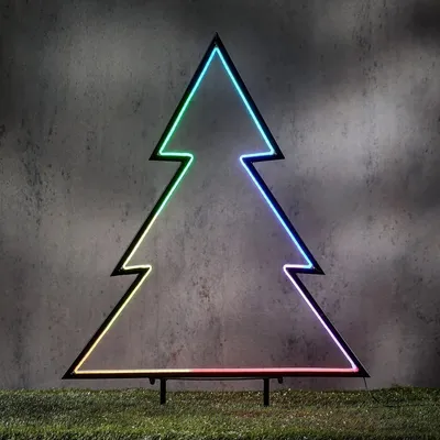 Produktbild von Luca Lighting LED-Gartenstecker Neon Tanne 75 cm schwarz LED RGB