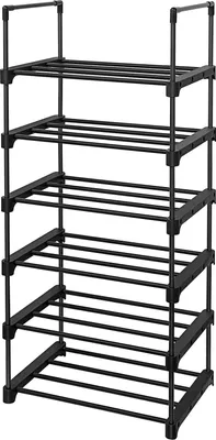 Produktbild von Hoppa! | Schuhregal | 6 Ablagen | Metall | Mehrzweck | 45 x 30 x 106 cm | Schwarz
