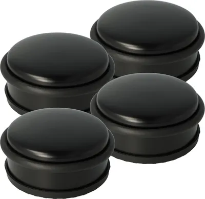Produktbild von Westcott Türstopper aus Edelstahl Schwarz 4 Stück | Runder Türstopper mit 1,2kg Eigengewicht | Türschonender Gummiring | Extra rutschfeste Unterseite | ⌀ 10cm, Höhe 4cm | E-19002 00