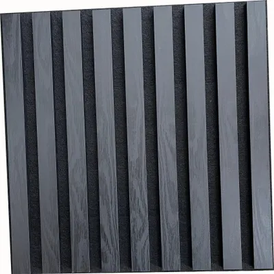 Produktbild von MEBANO. 6er-Set Akustikpaneele Holz 40x40 cm Schwarz Holzoptik Holzoptik 3D Wandpaneele aus Holzfunier und Filz Wandverkleidung Moderne Lamellenwand