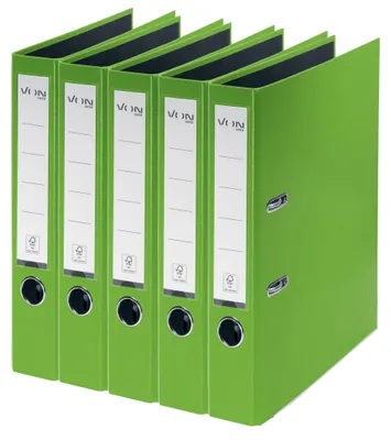 Image de Lot de 5 classeurs A4 de la marque VON Leitz, en carton avec couverture en plastique, dos de 80 mm