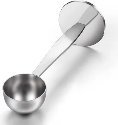 Produktbild von 2-in-1-Kaffeelöffel aus Edelstahl zum Stampfen, Mehrzweck-Kaffeelöffel, Multifunktions-Löffelhalter, Kaffeewerkzeuge zum Messen und Stampfen (Silber, 2 Stück)