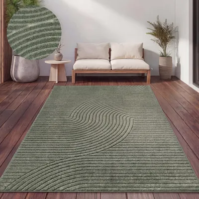 Produktbild von Outdoor Teppich Wetterfest Balkon Wohnzimmer Skandinavisches Boho Einfarbig Grösse 240x340 cm
