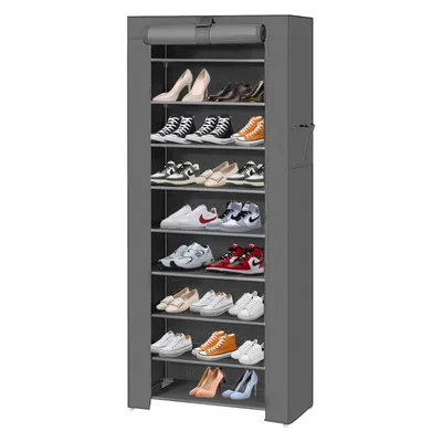 Produktbild von Schuhregal mit 10 Ebenen Schuhschrank mit staubdichtem Überzug  Stoffschrank 162 x 100 x 28 cm Grau