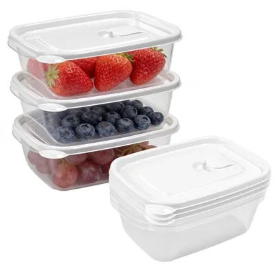 6 weiße Kühlschrank-Aufbewahrungsboxen, 900 ml, mikrowellengeeignet