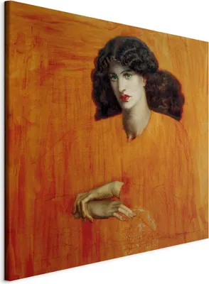 Produktbild von Italienischer Leinwand Leinwandbild - La Donna della Finestra (Dante Gabriel Rossetti) 40x40 cm Reproduktionen l-F-10790-b-a