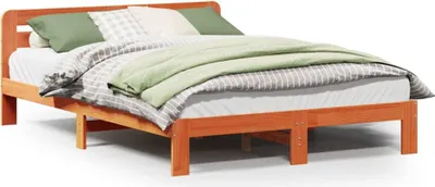 Produktbild von vidaXL Massivholzbett ohne Matratze Wachsbraun 150x200 cm Kiefernholz