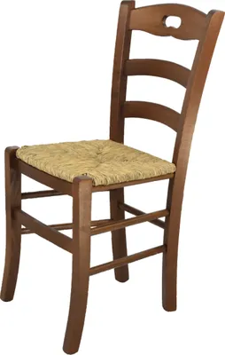 Image de t m c s Tommychairs - Chaise SAVOIE pour la cuisine et la salle à manger, structure robuste en bois de hêtre laqué, couleur brun noyer et assise en paille