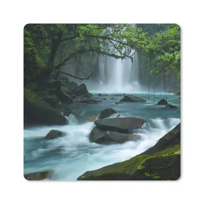 Produktbild von MuchoWow® Mauspad Mousepad Leuchtend blauer Wildfluss und Wasserfälle im Regenwald von Costa Rica 20x20 cm - Mousepads - Maus Mat - Pad - Mausunterlage - Desk Mat - Bureauartikeln