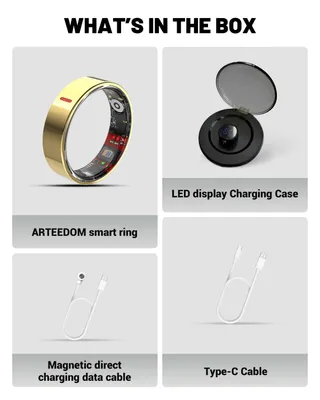 Image de Bague intelligente nouvelle génération, modèle 2026, en or, taille 7, bracelet connecté étanche (norme IP), suivi de l'activité physique, suivi du sommeil, podomètre multisports, sans abonnement
