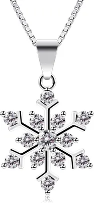 Imagen del producto de Collar de copo de nieve para mujer, plata de ley 925, regalo para el Día de San Valentín, 45 cm