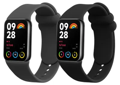 Produktbild von kwmobile 2x Uhrenarmband für Xiaomi Mi Band 8 Pro Armband - Fitnesstracker Band Set aus TPU Silikon - Ersatzarmband Smartwatch - Schwarz Grau
