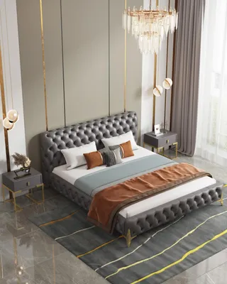 Produktbild von Bett 2x Nachttisch 3 tlg Schlafzimmer Set Design Modern Luxus Schlafzimmer sets