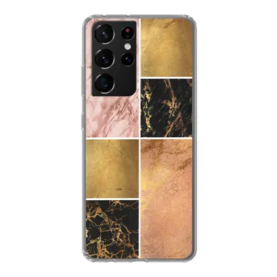 Produktbild von MuchoWow® Handyhülle Schutzhülle Hülle für Samsung Galaxy S21 Ultra Marmor - Rosa - Gold Silikon Softcase Handy Hülle - Mobiltelefon
