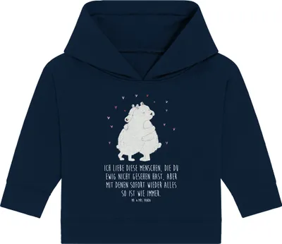 Produktbild von Mr. & Mrs. Panda Organic Baby Hoodie Eisbär Umarmen 12. - 18. Monat - French Navy - Geschenk, Kapuzensweatshirt, Lustige Sprüche, Kapuzenshirt