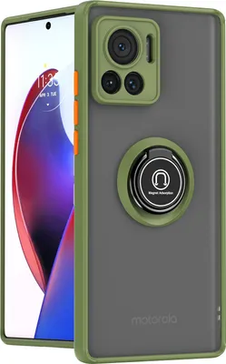 Produktbild von Motorola Edge 30 Ultra Hülle, Ring Halter Ständer Matte Transluzent TPU Rahmen Stoßfest Schutzhülle für Motorola Edge 30 Ultra Grün
