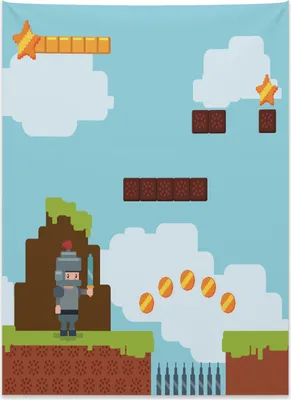Produktbild von Abakuhaus Videospiele Wandteppich, "Arcade-Ritter der 90er Jahre" aus Weiches Mikrofaser Stoff Kein Verblassen Klare Farben Waschbar, 110 x 150 cm, Mehrfarbig