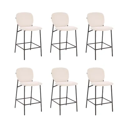 Produktbild von HOME DELUXE CELDA Bouclé  Samt - 6er Set Weiß | Barstühle, Küchenstühle, Tresenhocker, Esszimmer, Küche, Barstuhl