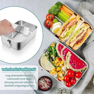 Edelstahl Lunchbox mit Fächern, ideal für Mahlzeiten und Snacks, 2400 ml Kapazität