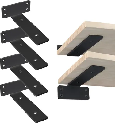 Image de Supports d’étagères invisibles 15 cm 4 pièces en métal robustes noirs