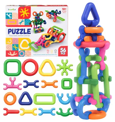 Immagine prodotto di Malplay, set di costruzioni magnetiche, 56 pezzi. Blocchi magnetici, adatto dai 18 mesi. Giocattolo educativo, idea regalo