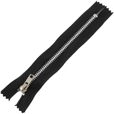 Reißverschluss Nr. 4, 14 cm, Metall, Aluminium, schwarz, 1 Stück