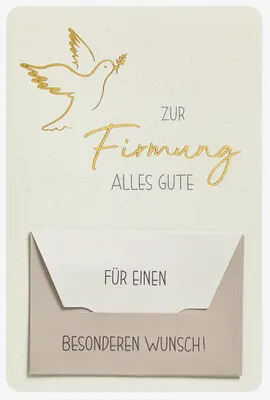 Produktbild von Firmung Geldkarte Karte mit Umschlag, unverpackt, Taube, Metallikfolie, besonderer Wunsch