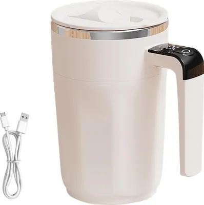 Produktbild von Selbstumrührender Kaffeebecher 400ml – Magnetrührer, Temperaturanzeige, intelligenter Magnetbecher für Zuhause