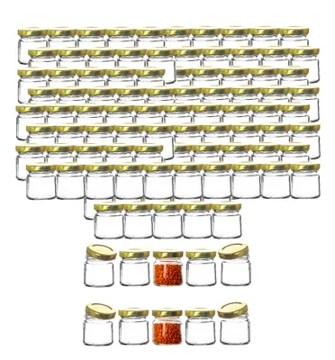 Produktbild von BigDean 100x kleine Marmeladengläser 53 ml -  Germany - Gläschen mit Schraub-Deckel - Mini Einmachgläser - Honiggläser - Probiergläser
