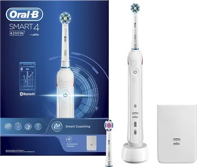 Produktbild von Oral-B Smart 4 - Elektrische Zahnbürste - 4200W - Weiß - Angetrieben von Braun