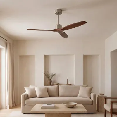 Immagine prodotto di Forlight - Ventilatore a soffitto Stem Evo, diametro 132 cm, motore DC silenzioso, 30W, 6 velocità, telecomando incluso, adatto per ambienti da 20 a 32 m², finitura in legno scuro, pale in legno scuro, modalità estiva/invernale