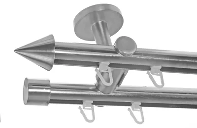 Produktbild von Innenlauf Gardinenstange Edelstahl Look 20mm Deckenbefestigung, 2-läufig Spitze, Länge wählbar D40 E31E30