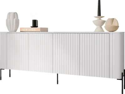 Produktbild von MIRJAN24 Türkommode Vera 190, Stilvoll Wohnzimmer, Kommode mit vier Drehtüren (Farbe: Weiß)